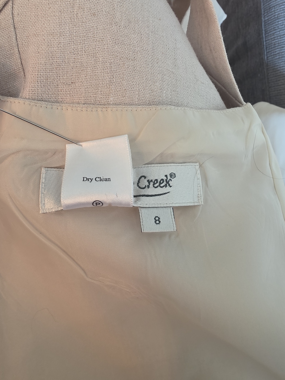 Coldwater Creek X Back Sundress Beige Linen Blend Shell Buttons Size Medium - Picture 8 of 8